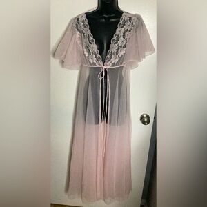 Vintage Pink Lace Trim Nightgown M
